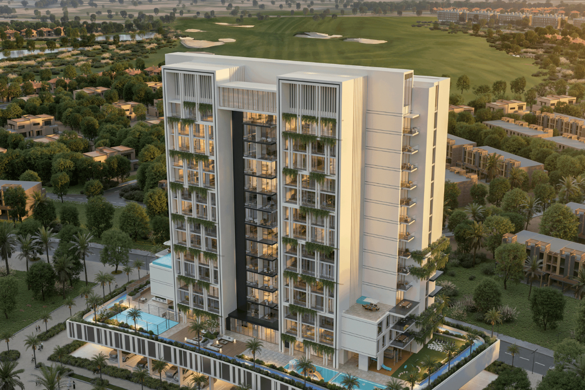 Fairway Residences by Prescott, A New Launch Project offering Studio, 1, 2, and 3-bedroom apartments with a Flexible Payment Plan. Starting Price AED 585,000. B